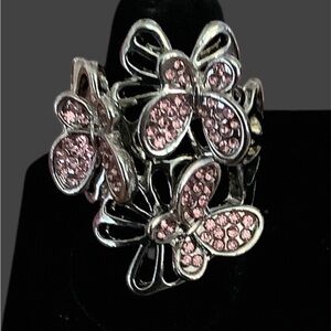 Paparazzi-Butterfly Design Silver and Pink Ring Adjustable